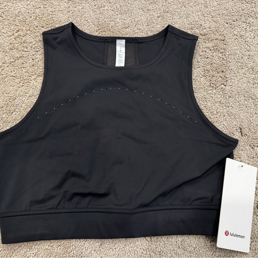 NWT Lululemon Hotty Hot Cropped Tank Size 8 Color GGRE Graphite Grey Reflective